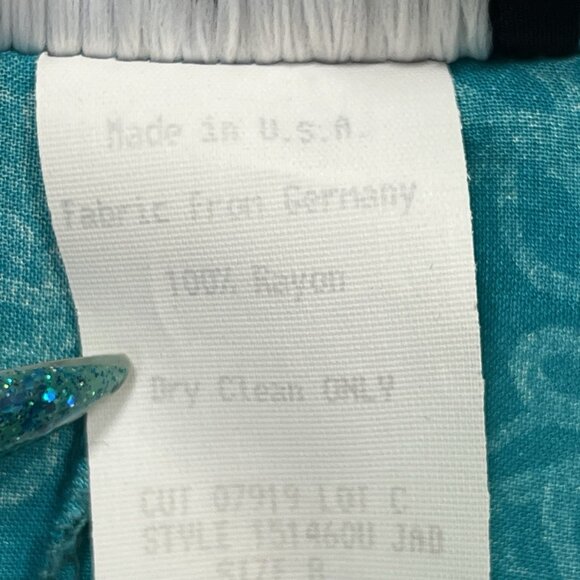 Carole Little Vintage Floral Skirt Set Size 8 Blue Turquoise Blazer - Picture 6 of 8